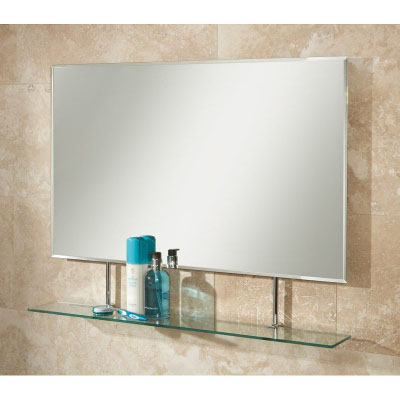 bathroom mirror with glass shelves